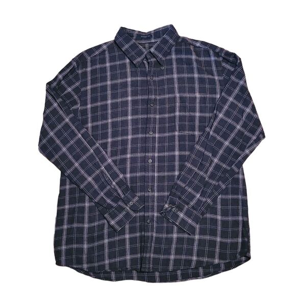St John’s Bay Flannel Button Down classic fit Gray/ Silver Mens Large - Picture 1 of 9
